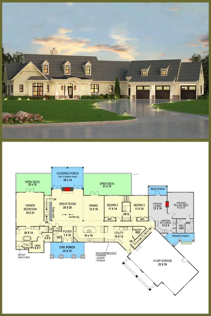 the floor plan for this house is very large and has two garages on each side