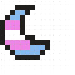 a cross stitch pattern with the shape of a dog's head in pink and blue