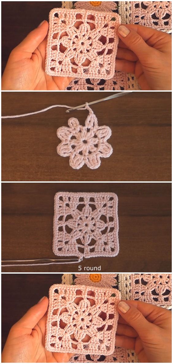 crocheted doily is shown with instructions to make it