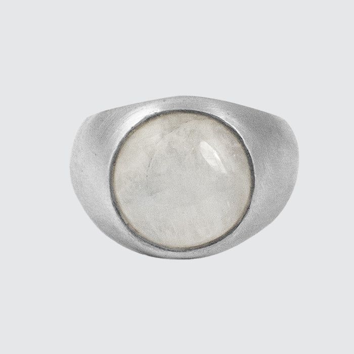 Large round cabochon stone set in a modern men's style sterling silver ring. Great for both women and men. (-can be special ordered in larger sizes) -stone approx. 1/2" in diameter-RJ518 Modern Mens Fashion, Cabochon Ring, Labradorite Ring, Modern Man, Stone Settings, Rainbow Moonstone, Men's Style, Sterling Silver Ring, Moonstone