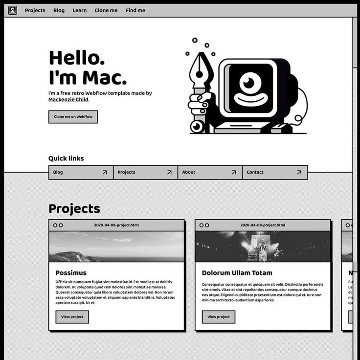 an image of a web page with the words hello, i'm mac