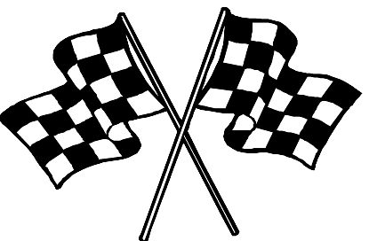 two checkered flags waving in the wind