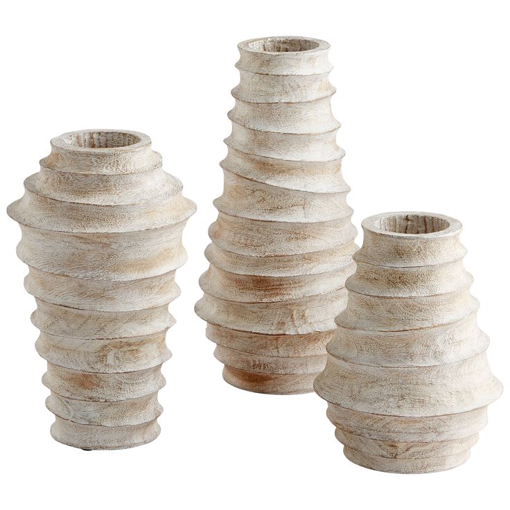 Featuring distinctive whitewashed cream tones, the cylindrical Giorgio Vase will add class and charm to any ensemble. Available in three different sizes these wooden vases offer dynamic looks thanks to the textured beige tones. Serving as unique vessels for all of your floral storage needs, these rustic, ribbed table vases will look great in any farmhouse, boho, or shabby-chic setting. Floral Storage, Cyan Lighting, Wood Vases, Light Colored Wood, Led Pillar Candle, Farmhouse Boho, Cream Tones, Wooden Vase, Wood Vase