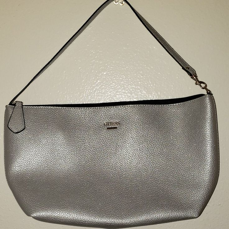 *Guess *Brand New *Cute Little Shoulder Bag *Comes From A Very Clean, Smoke Free Home Elegant Silver Bag For Everyday Use, Elegant Silver Bag For Everyday, Elegant Everyday Silver Bag, Elegant Silver Everyday Bag, Silver Tote Bag For Everyday Use, Silver Tote Bag For Errands, Metallic Bags With Silver-tone Hardware For Everyday, Silver Shoulder Shopping Bag, Silver Shoulder Bag For Shopping