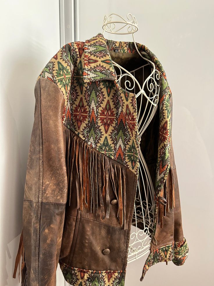 This is a real western leather jacket Leather Jacket For Fall Festival, Western Leather Outerwear For Rodeo, Western Style Leather Outerwear For Rodeo, Fall Leather Jacket For Rodeo, Western Brown Fitted Leather Jacket, Western Style Long Sleeve Outerwear For Western-themed Events, Western Brown Rodeo Outerwear, Western Leather Outerwear For Ranch, Brown Western Outerwear For Rodeo