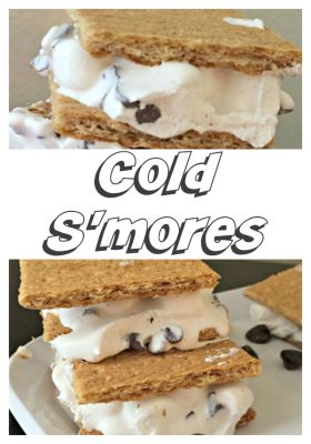 three different pictures of ice cream sandwiches on a plate with the words cold s'mores