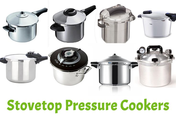 many pots and pans are shown with the words stovetop pressure cookers on them