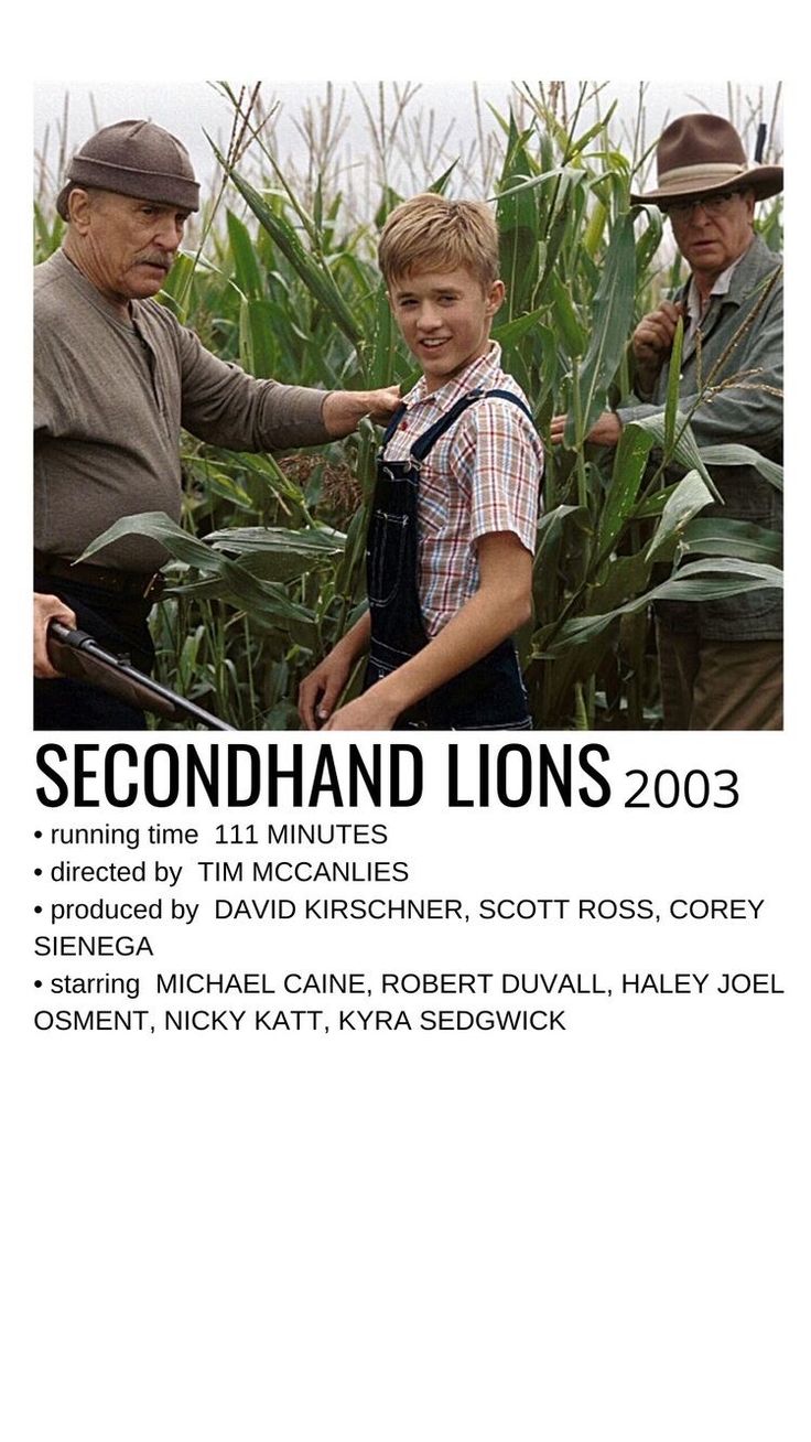 the poster for secondhand lions shows two men in overalls and hats