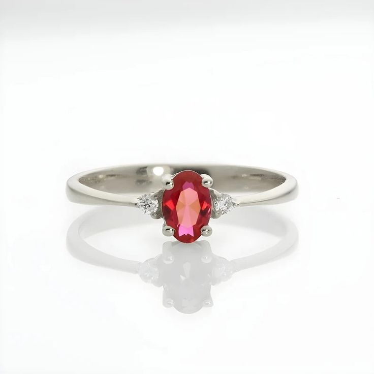 Ruby Diamond Ring, 14K Gold Ruby Ring, Ruby Engagement Ring, July Birthstone Ring, Valentine's Day Gift for Her, Dainty Ruby Ring - Etsy Lab-created Ruby Ring With Brilliant Cut In Oval Shape, Lab-created Oval Ruby Ring, Oval Lab-created Ruby Ring, Red Oval Sapphire Birthstone Ring, Red Oval Birthstone Ring With Prong Setting, 14k Gold Ruby Ring With Brilliant Cut Oval Shape, Oval Ruby Diamond Ring, Oval Brilliant Cut Ruby Ring In 14k Gold, Red Oval Sapphire Ring With Brilliant Cut