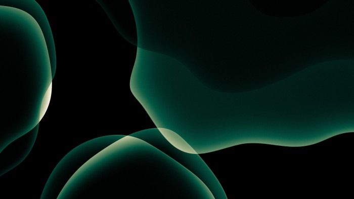 an abstract green background with curves and lines in the center, on a black background