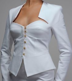 Unique Blazers Women Fashion, Jacket Sleeves Design, Fashion Necklines, Elegant Tops Classy, Unique Neckline Designs, Unique Tops For Women, Unique Sleeves Design, Unique Top Designs, Jacket For Women Fashion