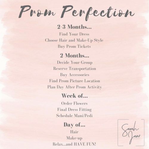 a pink menu with the words prom perfection on it