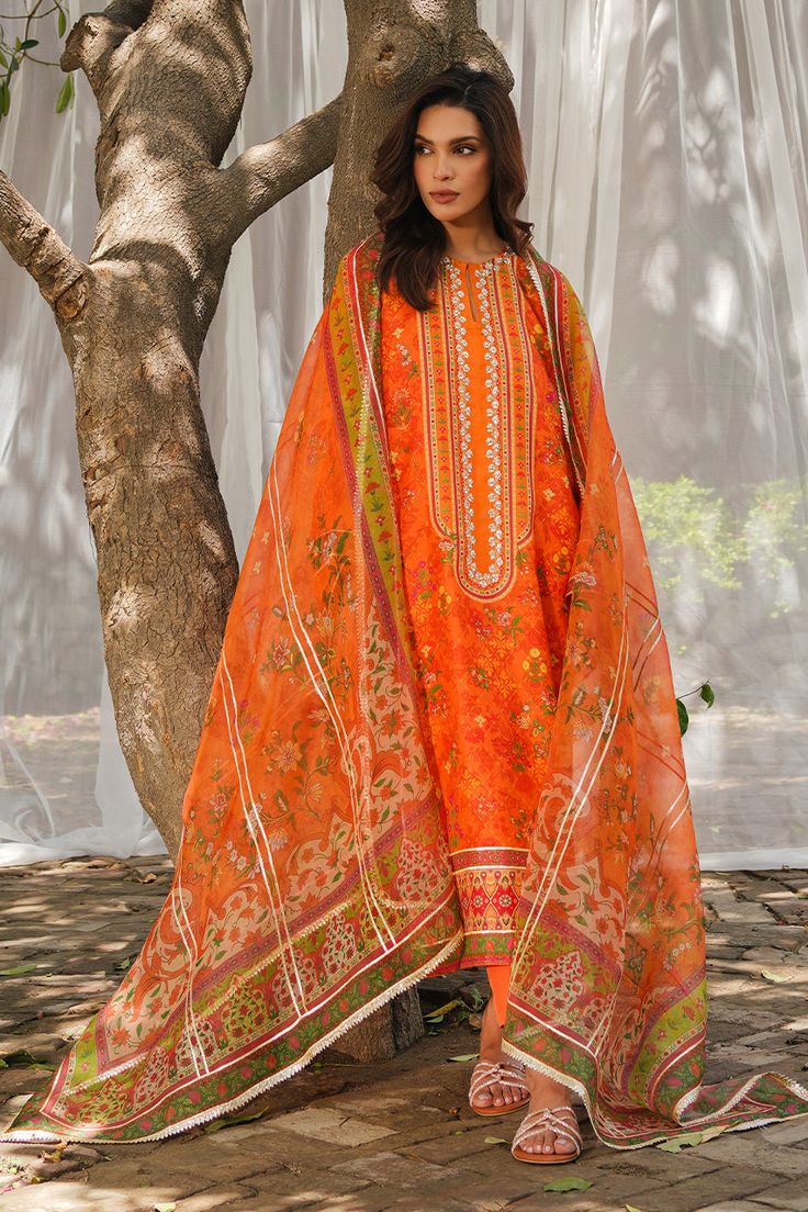 Yasna (B) Festive Naqshi Embroidered Organza Kurta, Festive Lawn Suit With Dupatta In Raw Silk, Silk Lawn Suit With Traditional Drape For Festive Occasions, Traditional Drape Silk Lawn Suit For Festive Occasions, Silk Traditional Wear With Naqshi For Festivals, Traditional Silk Wear With Naqshi For Festivals, Festive Organza Kurta With Naqshi Detailing, Festive Chanderi Lawn Suit With Naqshi Detailing, Eid Lawn Suit In Raw Silk With Dupatta