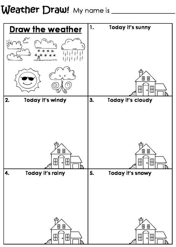 the weather worksheet for kids to learn how to write and draw it's name