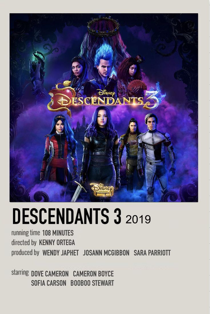 an advertisement for the upcoming disney movie, descendantss 3 is shown in this image