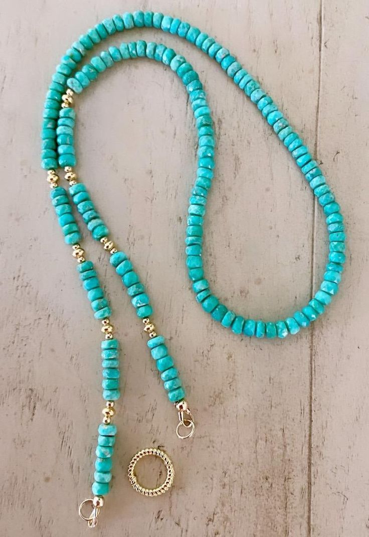 Cute turquoise necklace adorned with gold spacer beads finished off with a charm clasp. Length about 18" Across cultures, blue turquoise is commonly associated with protective qualities. It is believed to ward off negative energies, provide spiritual protection, and promote overall well-being. In Native American traditions, turquoise is seen as a guardian stone, offering protection to both the body and spirit. -This information is intended for spiritual support only- Care: it is recommended keep Handmade Necklaces Beads Turquoise, Cheap Spiritual Turquoise Jewelry, Turquoise Jewelry Native American Bead Necklaces, Cheap Colorful Beaded Turquoise Necklace For Festivals, Cheap Turquoise Spiritual Jewelry, Cheap Handmade Turquoise Necklace, Adjustable Turquoise Necklace For Beach, Cheap Turquoise Necklace With Colorful Beads For Festivals, Cheap Turquoise Necklaces For Festivals