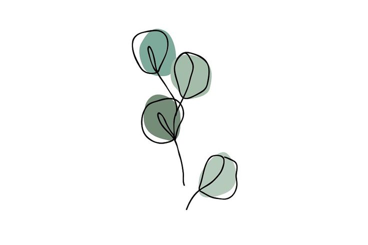 three green leaves on a white background, one is black and the other is gray