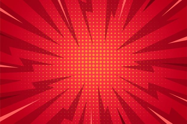 an abstract red background with halftone dots in the shape of a sunburst