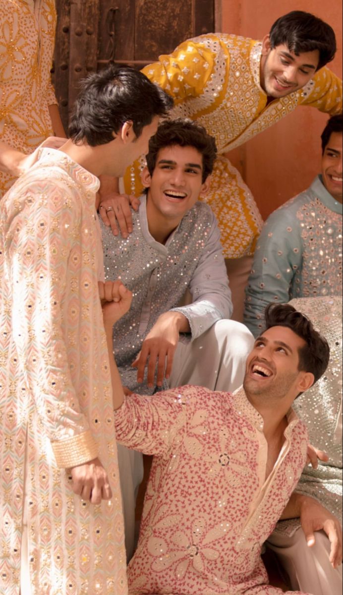 Kurta, Abhinav, Mishra, Indian, Pakistani, Sherwani, Mens Fashion, Men, Pastel Colour Kurta For Men, Abhinav Mishra Mens Wear, Shervani Latest Design, Mirror Work Kurta For Men, Pastel Outfit Men, Indian Groomsmen Outfits, Men Ethnic Wear India, Sangeet Outfit For Men, Abhinav Mishra