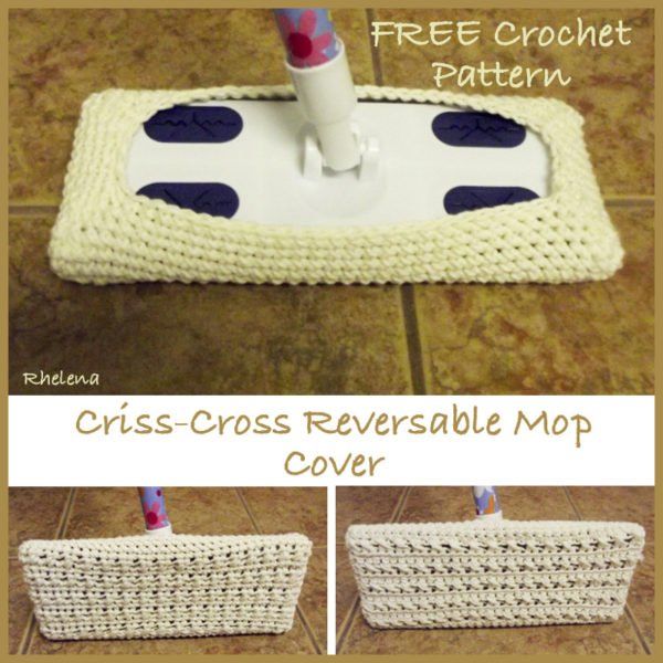 the crochet cover is being used to make a floor mop with a toothbrush in it