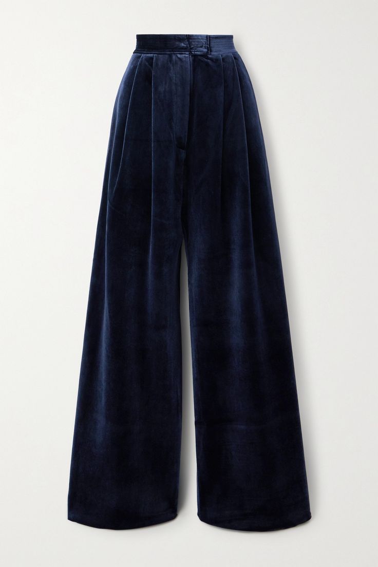 EXCLUSIVE AT NET-A-PORTER. The extra wide, floor-pooling legs make Alex Perry's navy pants feel particularly dramatic. They're tailored from rich velvet and detailed with front pleats to ensure they hang perfectly. Team them with the matching blazer and gleaming jewelry. Dark Blue Pants, Alex Perry, Velvet Pants, Girly Outfits, Navy Pants, Dress Trousers, Looks Vintage, Clothes Collection, Net A Porter