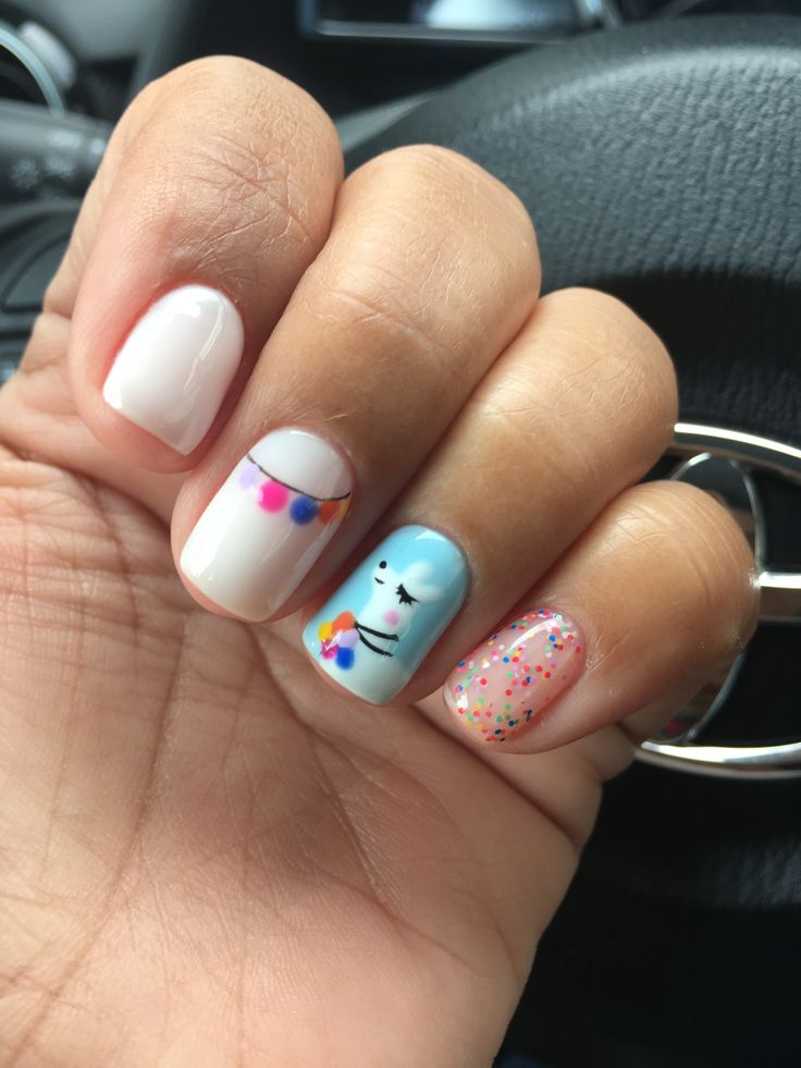 Llama Nails Designs, Lama Nails, Peru Nails, Llama Nails, Album Nails, Nail Art For Girls, Animal Nail Designs, Tape Nail Art, No Drama Llama