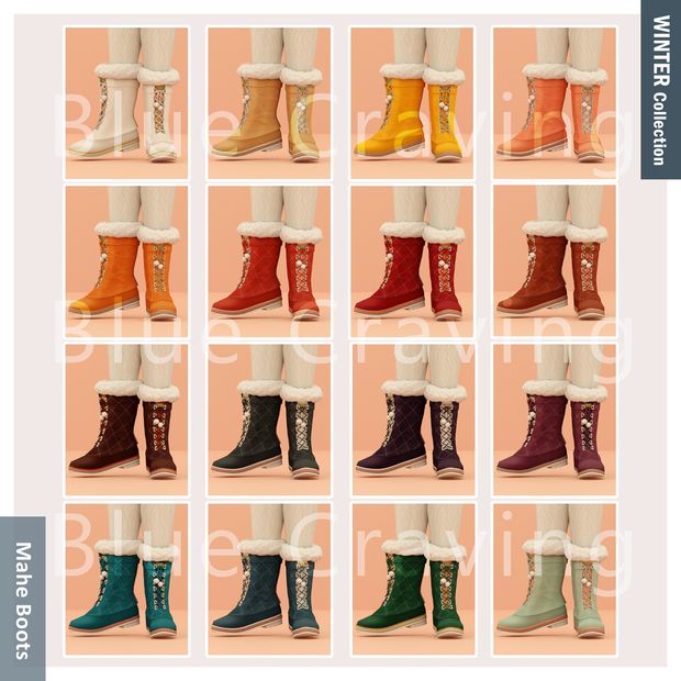 the boots are all different colors and sizes