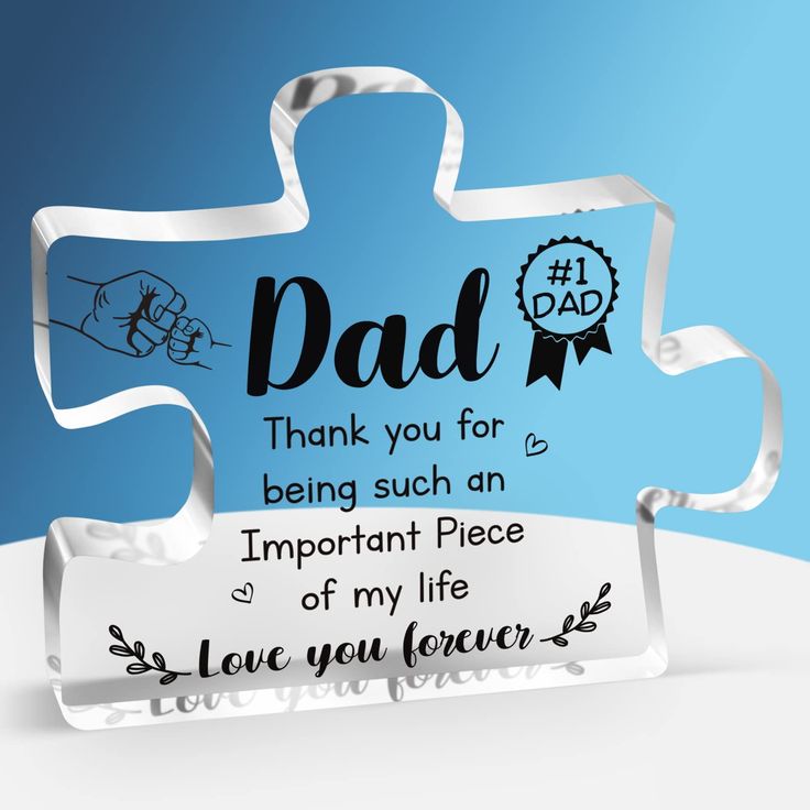 a father's day card with the words, dad thank you for being such an important piece of my life