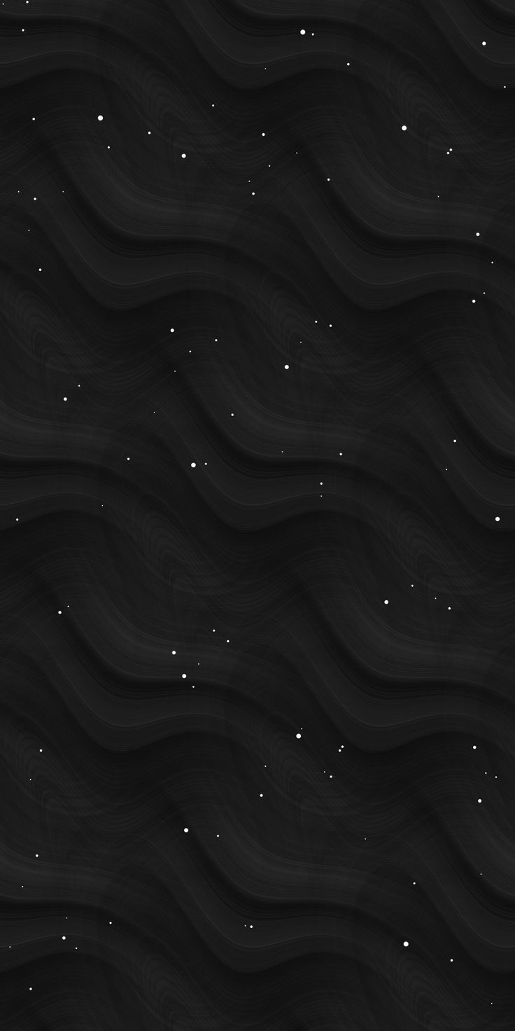 an abstract black and white background with wavy lines, stars and small dots in the sky