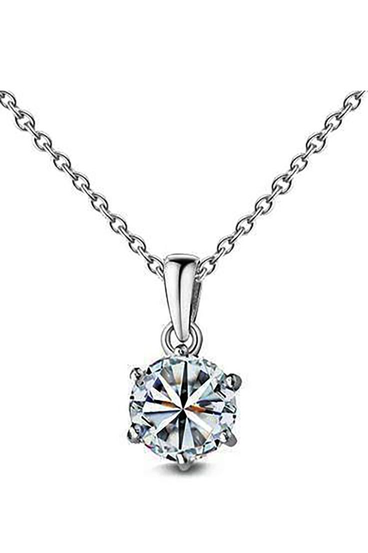 METAL SPECIFICATIONS White Gold 14K STONE SPECIFICATIONS Stone Name: DIAMOND Stone Cut : Round Stone Details : There is one round diamond approx. 0.75 carats. Natural earth mined diamond. Total : Approx. 0.75 carats Color : H Clarity : VS1 PENDANT SPECIFICATIONS Appraised Value : $3790.00 Comes with a Free Appraisal Comes with 16" chain (can do a different chain length per customers' instructions) Diamond White Solitaire Necklace With Cubic Zirconia, Fine Jewelry Crystal Diamond Necklace, Round Diamond Necklace With Prong Setting In Crystal, Dazzling Round Crystal Diamond Necklace, Round Cut Crystal Diamond Necklace, Dazzling Crystal Solitaire Necklace, Diamond White Round Cut Cubic Zirconia Necklace, Formal Round Cubic Zirconia Diamond Necklace, Diamond White Cubic Zirconia Round Cut Necklace