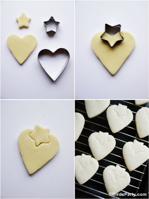 several pictures of cookies and cookie cutters being made to look like heart shaped cookies