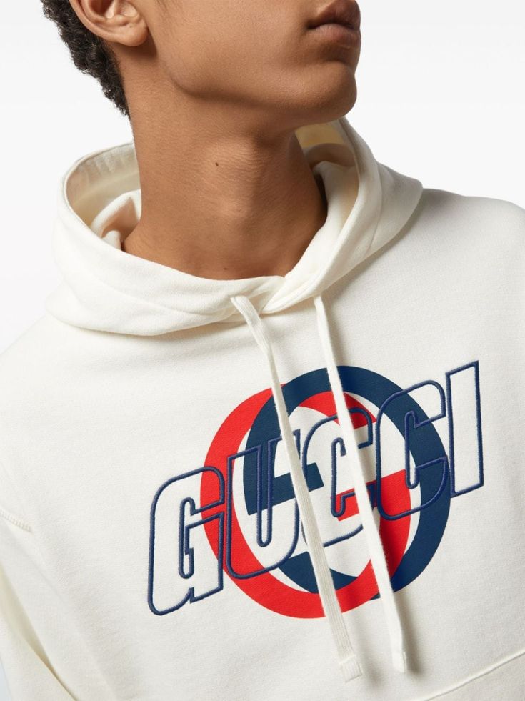 Logo sweatshirt by GUCCI characterized by front logo print, hood with drawstring, ribbed hems and long sleeves. This item is in size M and the color is Gucci Embroidery, Gucci Sweatshirt, Shopping Online Logo, Jersey Sweatshirt, Logo Sweatshirt, Hoodies For Men, Cotton Logo, Cotton Hoodie, 2024 Collection