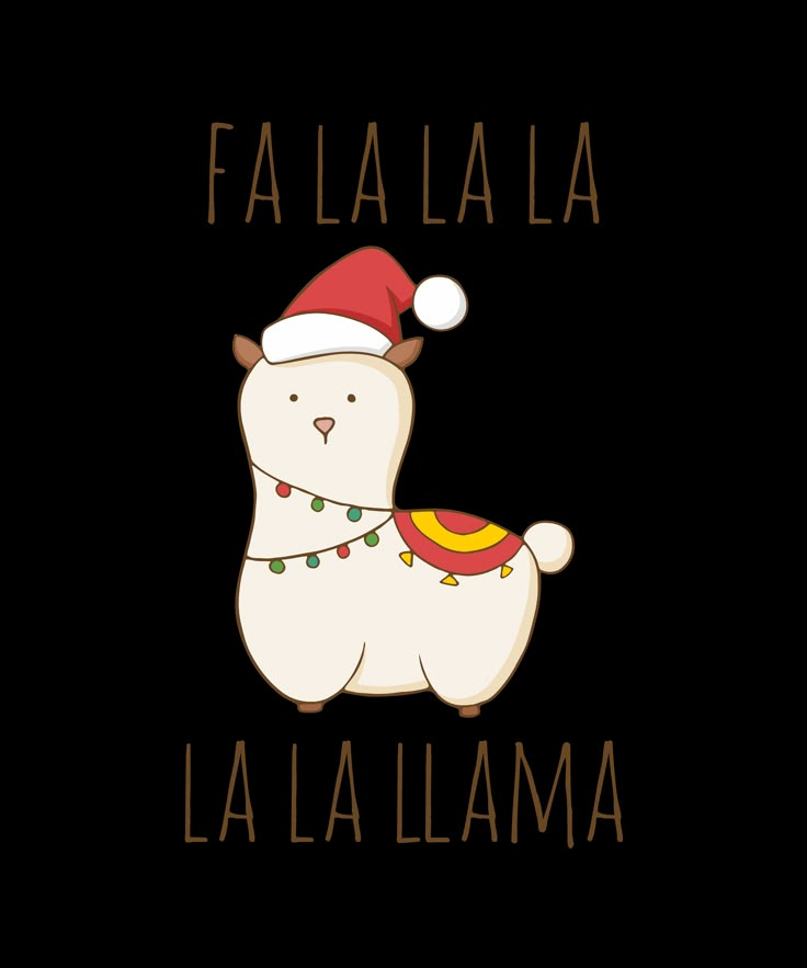 a white llama with a santa hat on it's head and the words falaalaa la llama