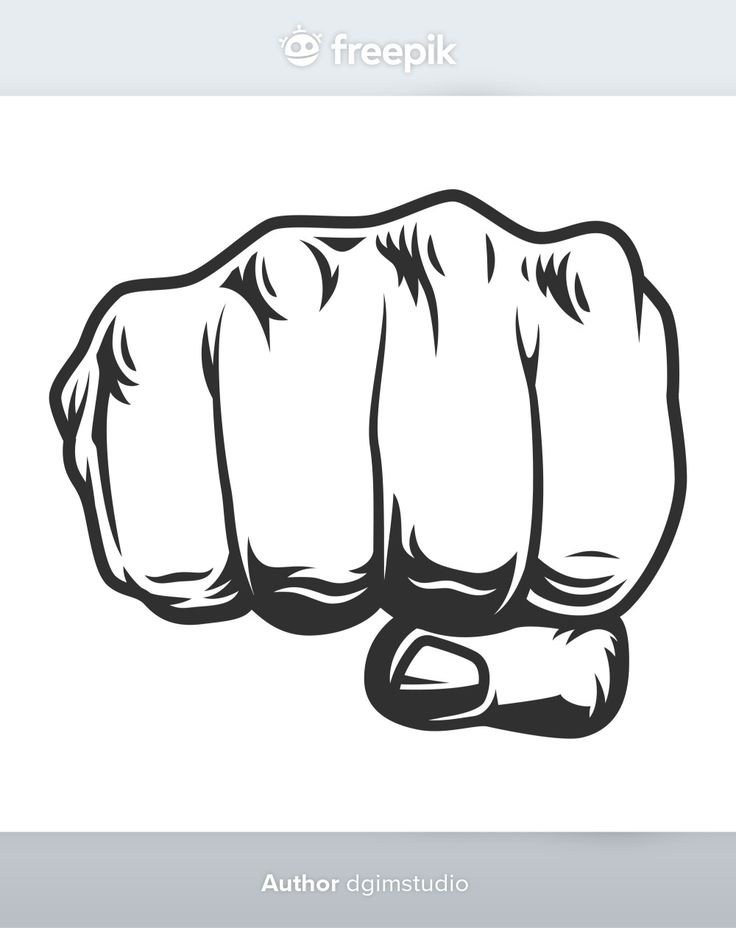 a black and white drawing of a fist