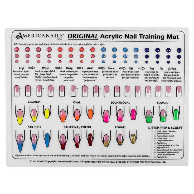 Americanails Silicone Training Mat For Acrylic Nail Application - Walmart.com Nail Training, Nail Application, Different Nail Shapes, Nail Art Inspiration, Types Of Nails, Short Acrylic Nails, Nail Shapes, Nail Kit, Nail Tools