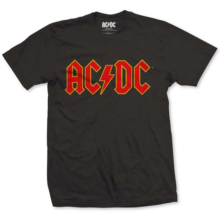 AC/DC Logo Unisex T-Shirt Red And Yellow Logo, Ac Dc Logo, Ac/dc, Acdc Logo, Dc Logo, Metal Shirts, Zz Top, Band T Shirts, Rock Shirts