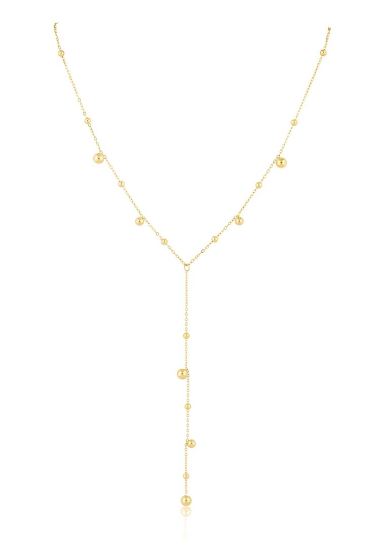 The Beaded Lariat is a stylish necklace characterized by its beaded design, offering a versatile and chic accessory to complement various outfits. 18k Gold Plated over Stainless Steel 16" +2" Ext 4" Drop Water & Tarnish Resistant Hypoallergenic Stylish Necklace, Dresses By Length, Resort Style, Chic Accessories, Shop Maxi Dresses, 18k Gold, Gold Plate, Plating, Gold