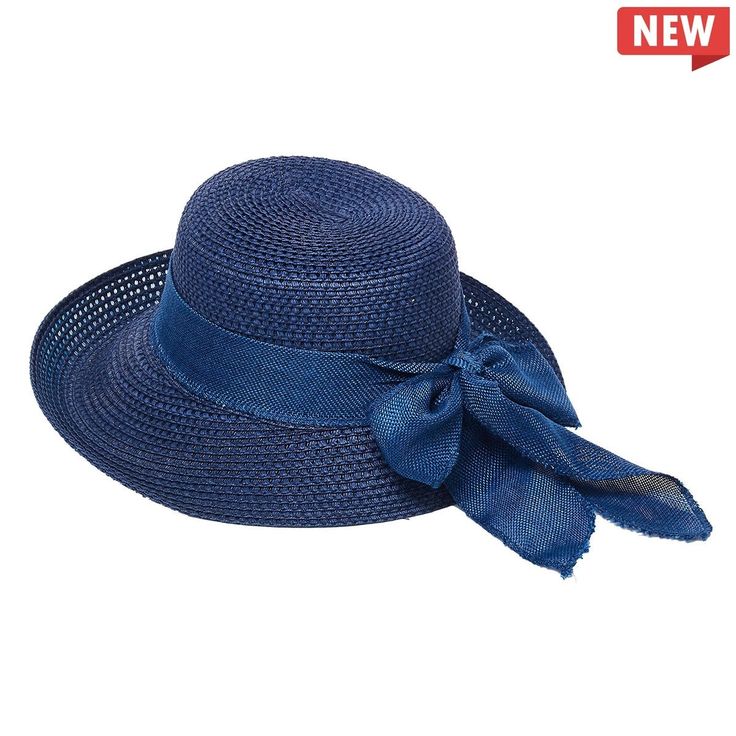 Stay safe from the sun's rays in style with the Kallina Collection's NS-2314. Crafted with durable Toyo Straw and Polyester, it offers maximum U.V. sun protection with an elastic fit and large cotton band with bow for added comfort. Adjustable Navy Wide Brim Sun Hat, Adjustable Wide Brim Navy Sun Hat, Navy Adjustable Wide Brim Sun Hat, Blue Adjustable Sun Hat With Uv Protection, Adjustable Summer Sun Hat With Bow, Blue Hats With Uv Protection And Adjustable Fit, Casual Summer Sun Hat With Bow, Adjustable Blue Hats With Uv Protection, Adjustable Blue Hat With Uv Protection