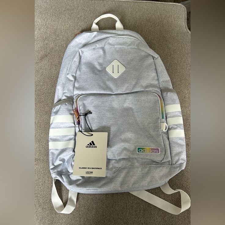 Brand New With Tags, Adidas Classic 3s For Backpack. Retail Price $50. Adidas Sporty Backpack, Adidas Sporty Standard Backpack, Sporty Gray School Bag, Casual Gray Backpack For Sports, Casual Gray Sports Backpack, Sporty Gray Bag For Back To School, Sporty Backpack For Back To School, Sporty Student Backpack With Adjustable Strap, Sporty School Backpack For Back To School