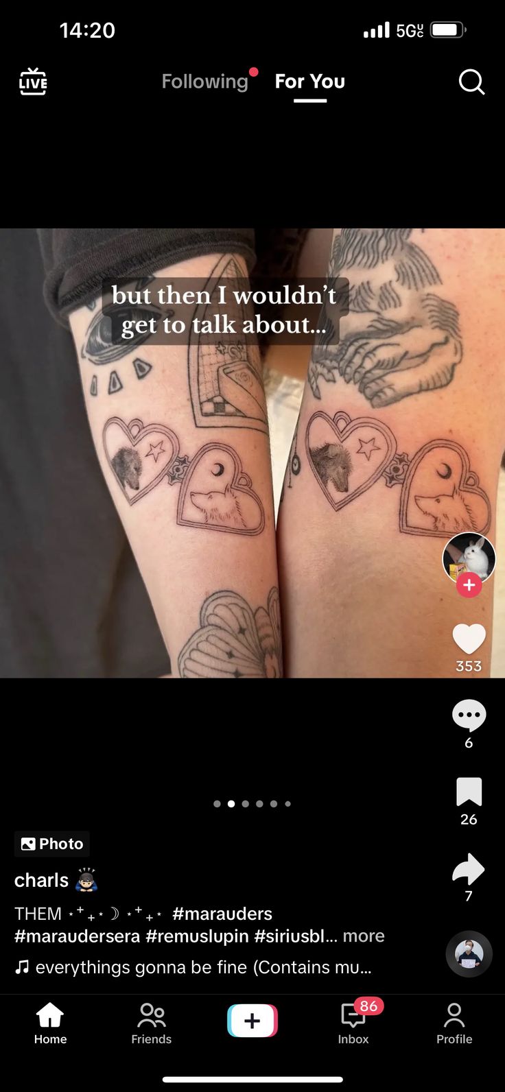 two people with tattoos on their arms and one has a message that says, but then i wouldn't get to talk about