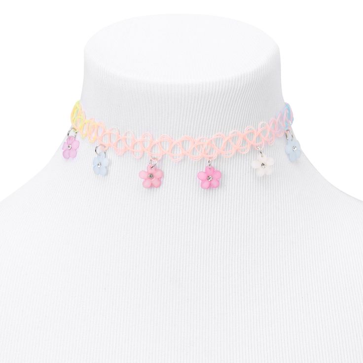 Pink Choker Jewelry For Spring, Multicolor Spring Choker Jewelry, Multicolor Choker Jewelry For Spring, Spring Multicolor Choker Jewelry, Multicolor Choker For Spring, Spring Flower Choker Necklace, Adjustable Multicolor Choker For Spring, Multicolor Choker Necklaces For Spring, Multicolor Choker Necklace For Spring