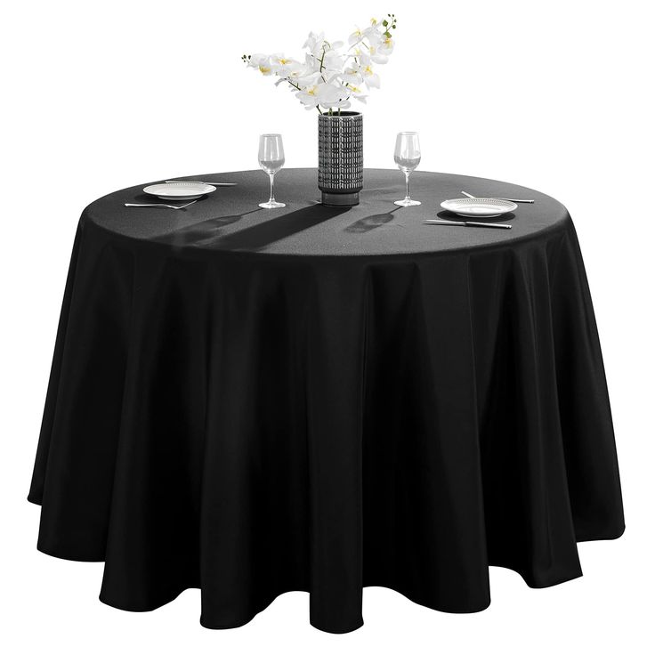 PRICES MAY VARY. 【Package Included】: The tablecloth order purchased includes 10 pack polyester black round table cloth with a diameter of 120 inches, please measure the size of your table before purchasing and choose the right tablecloth for you with our size picture display. 【Product Size】: 120-inch diameter round table cloth for round tables of 48-72 inches in diameter, according to the effect you want to use the large round tablecloth, and the size of your dining table, choose the right size Black Tablecloths, Black Round Table, Dining Table Cover, Black Tablecloth, Buffet Decor, Picnic Wedding, Party Table Cloth, Mantel Redondo, Kitchen Dinning