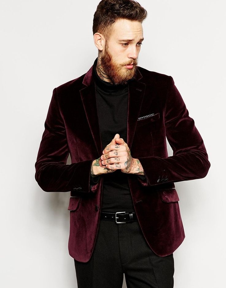 Velvet 3 Piece Suit, Mens Holiday Party Outfit, Billy Huxley, 3 Piece Suit Men, Blazer Ideas, Burgundy Velvet Blazer, Wedding Blazer, Cocktail Attire Men, Christmas Attire