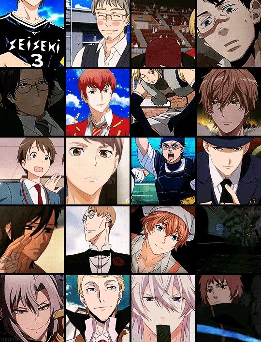 many anime characters are shown together in this collage with the same character's name