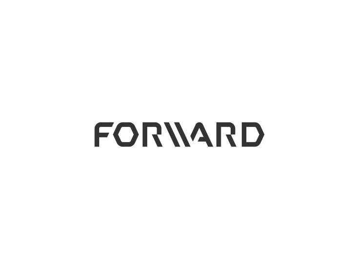 the word forward is written in black on a white background