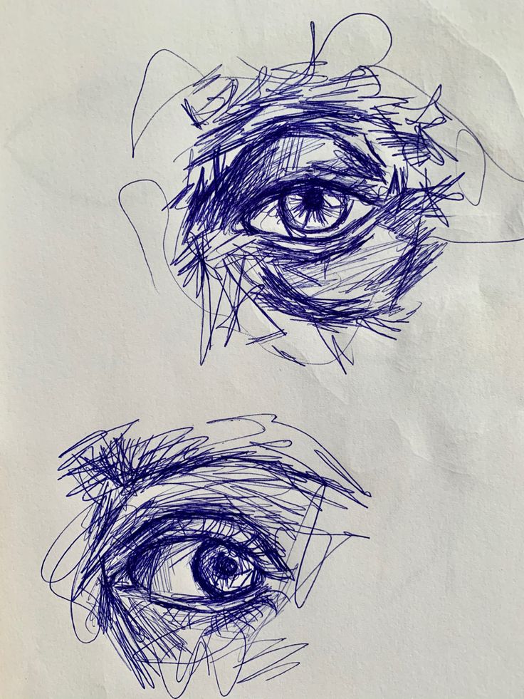 two drawings of an eye with lines on it