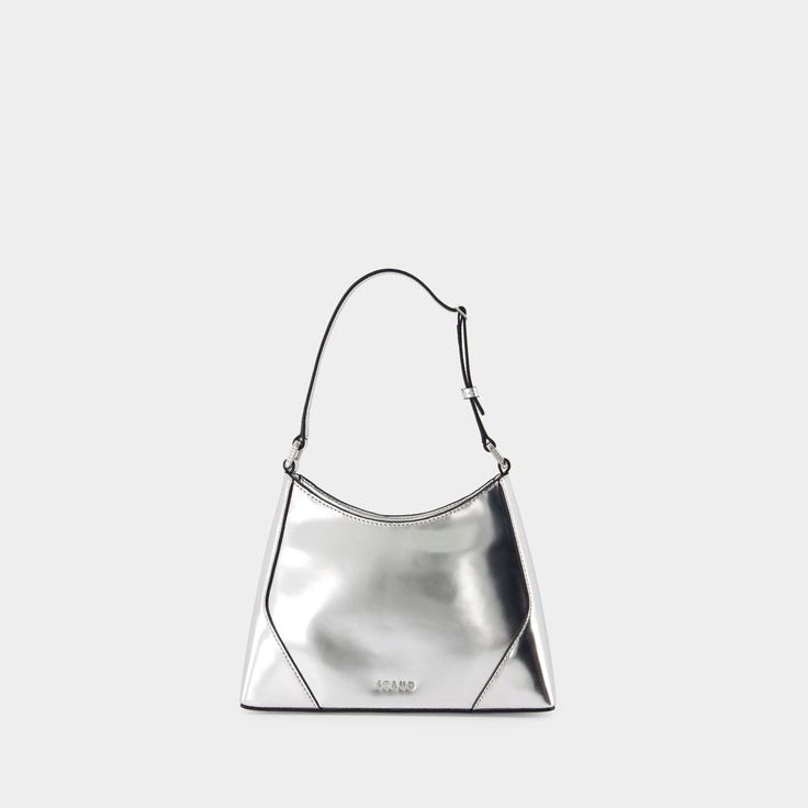 CHRM STAUD LINDA SHOULDER BAG Silver Shoulder Bag, Silhouette Crafts, Chic Accessories, Leather Silver, Strap Tops, Magnetic Clasp, Trust Me, The List, World Of Fashion