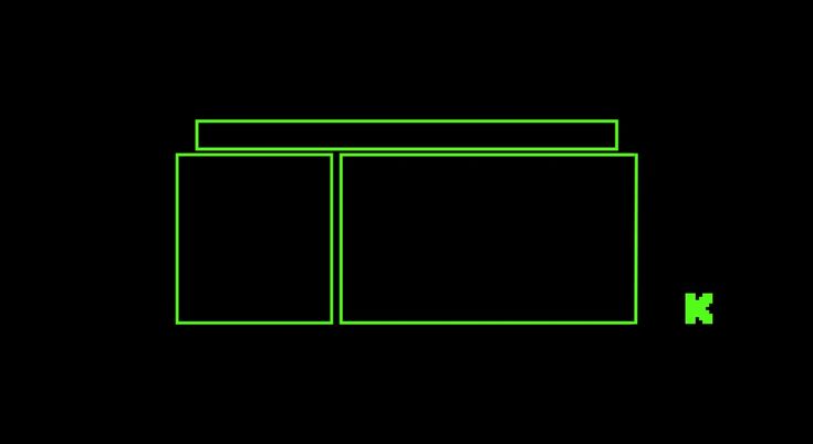 a black background with green lines on the bottom and bottom half of a computer screen