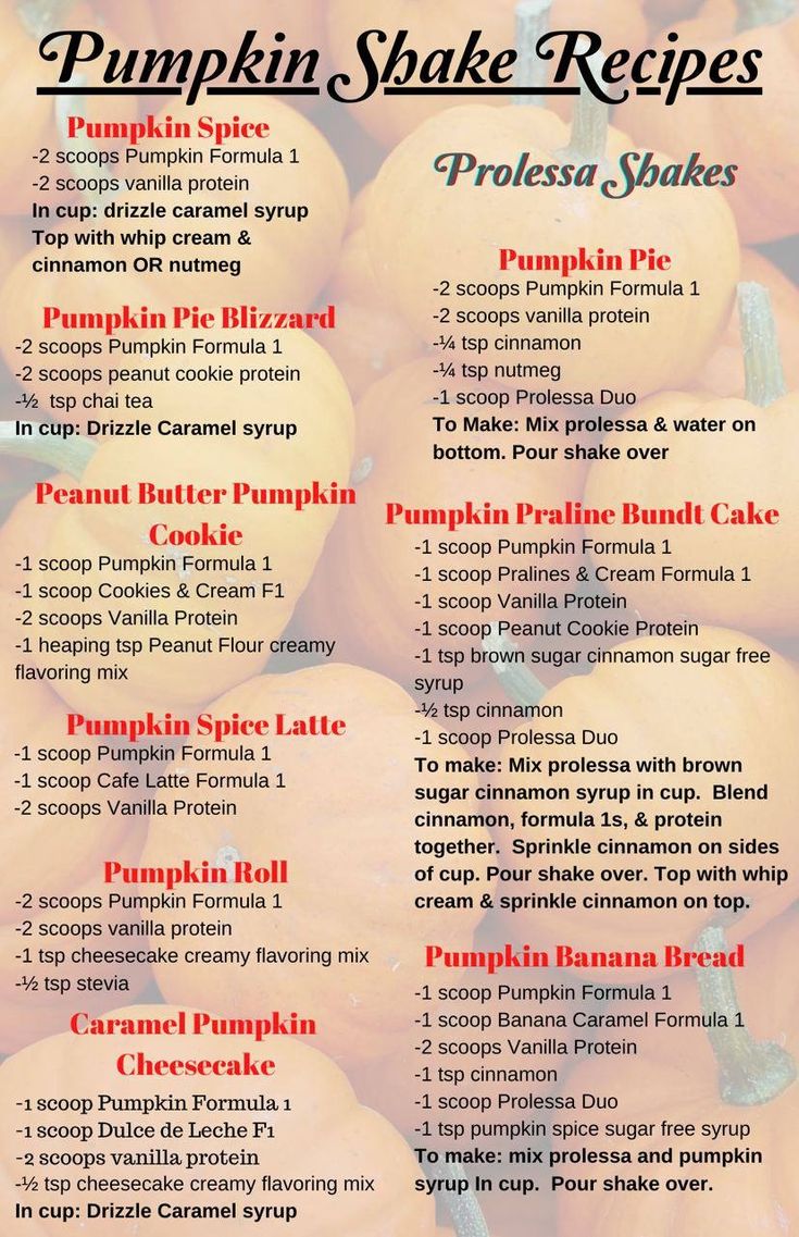 the pumpkin shake recipe is shown here