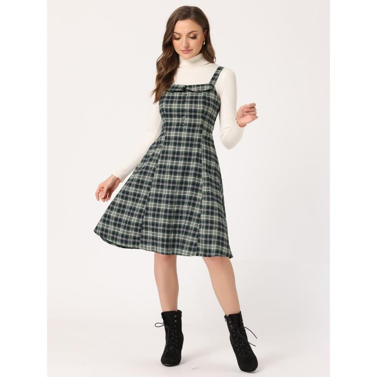 Made of soft and lightweight fabric, this simple vintage dress features plaid patterns with many trendy details. This cute plaid dress is preppy school style and casual, and easy to be paired with different tops or sweaters, for women, ladies, or students. Pair it with tops and blouses in spring, summer, and fall or with sweaters in winter to keep warm. Suitable for casual daily, school day, cafe or tea time, office working, interview, shopping, weekend, dating, party, street style, graduation c Preppy Outfits Office, Casual Plaid Dress For School, Preppy Plaid Dress For Fall, Sleeveless Plaid School Dress, Plaid Sleeveless School Dress, Preppy Plaid Sleeveless Dress, Preppy Cotton Plaid Dress, Casual Sleeveless Plaid Dress, Casual Fall School Dresses